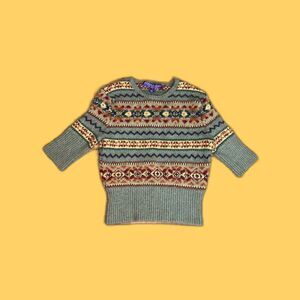 Vintage Ralph Lauren Purple Label Fair Isle Sweater Women's Size Small
